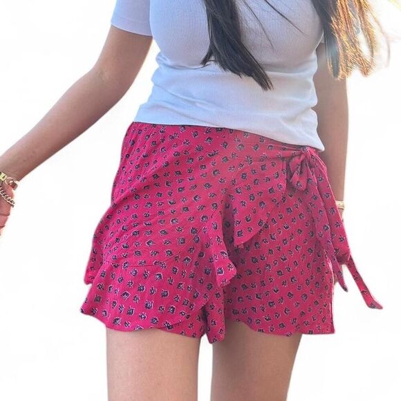 Billabong Pink/Red Floral Wrap Skort | Women’s Size M - Picture 1 of 8